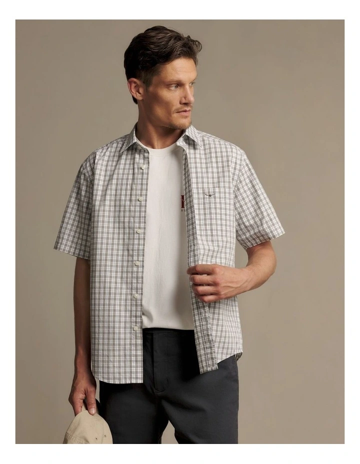 Winton Poplin Check Short Sleeve Shirt White image 2