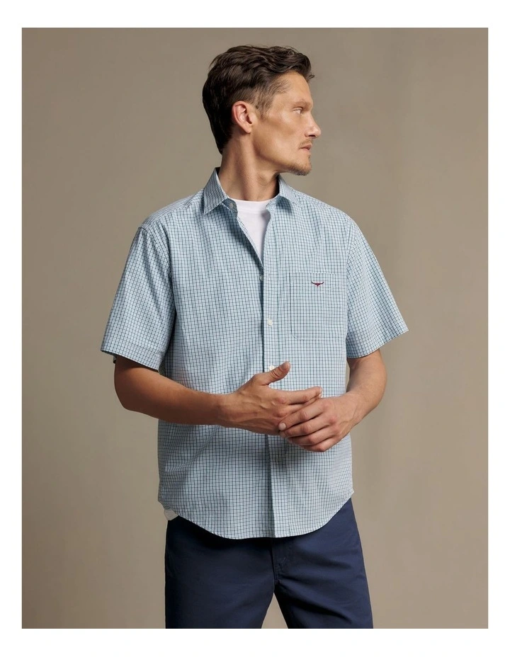 Quinn Poplin Check Short Sleeve Shirt Green image 3
