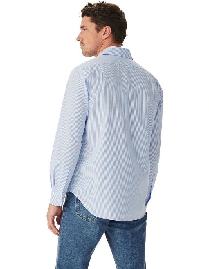 Sommers Stripe Poplin Long Sleeve Shirt White Blue image 2