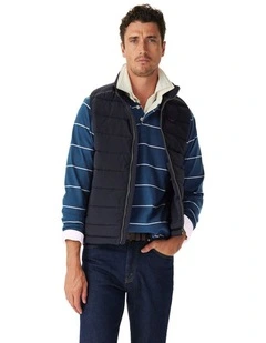 Albany Stripe Rugby Sweat Top in Vintage Blue