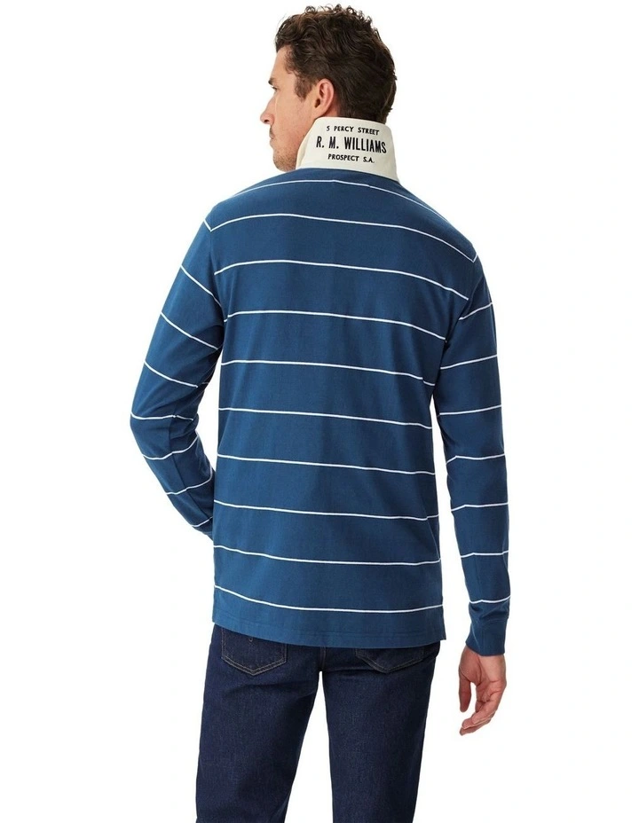 Albany Stripe Rugby Sweat Top in Vintage Blue image 2