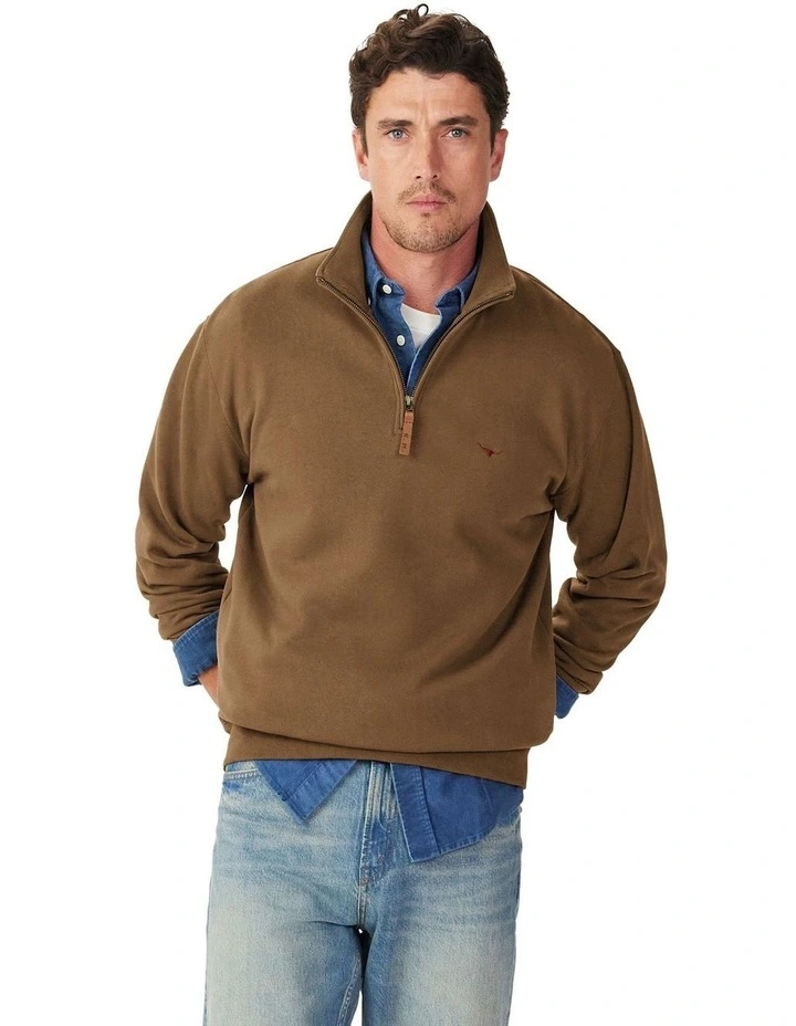 Mulyungarie 1/4 Zip Sweatshirt in Cigar image 1