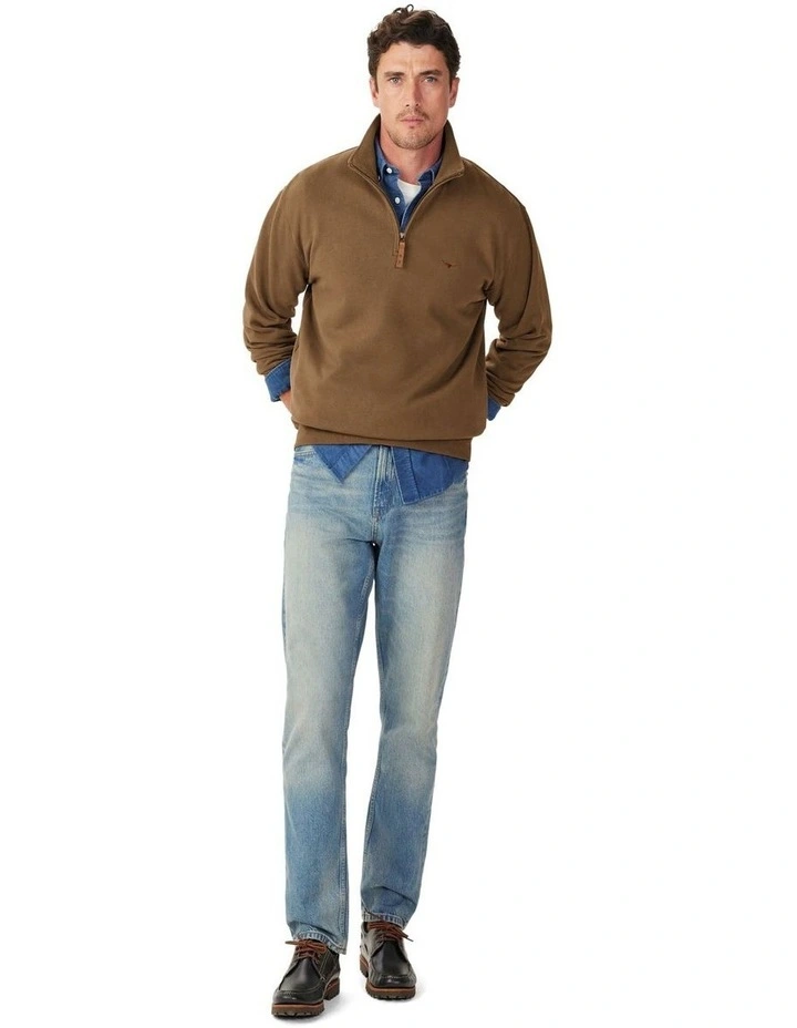 Mulyungarie 1/4 Zip Sweatshirt in Cigar image 3