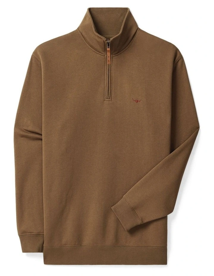 Mulyungarie 1/4 Zip Sweatshirt in Cigar image 4