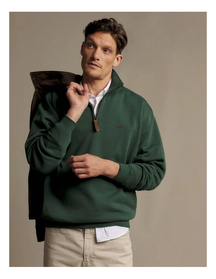 Mulyungarie Quarter Zip Sweatshirt in Pine image 3