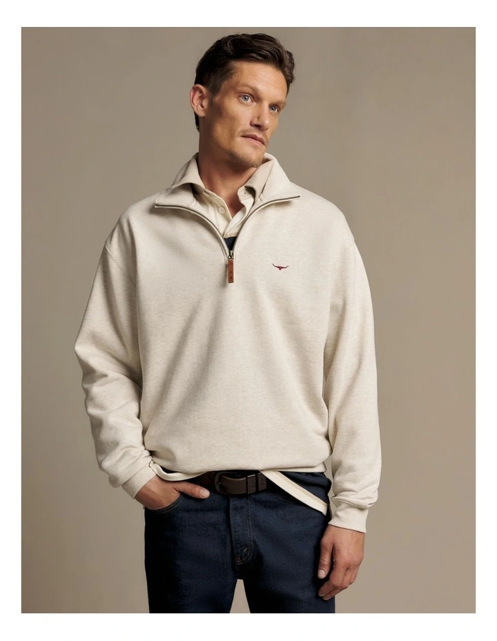 Mulyungarie Quarter Zip Sweat Top in Ecru Marle image 3