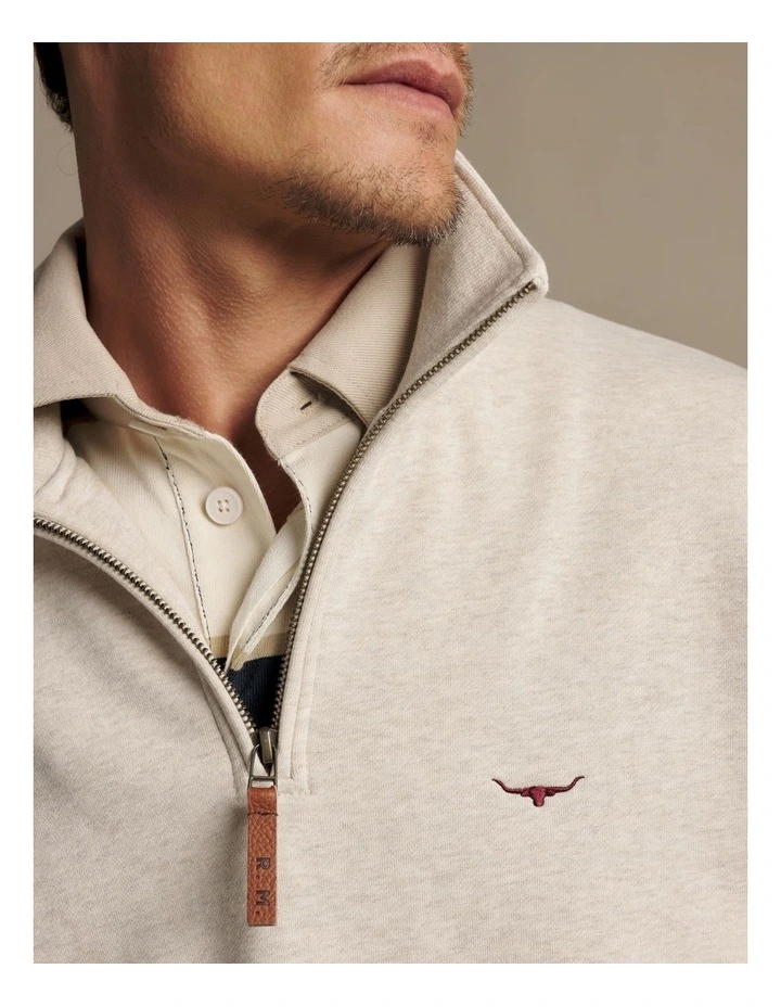 Mulyungarie Quarter Zip Sweat Top in Ecru Marle image 4
