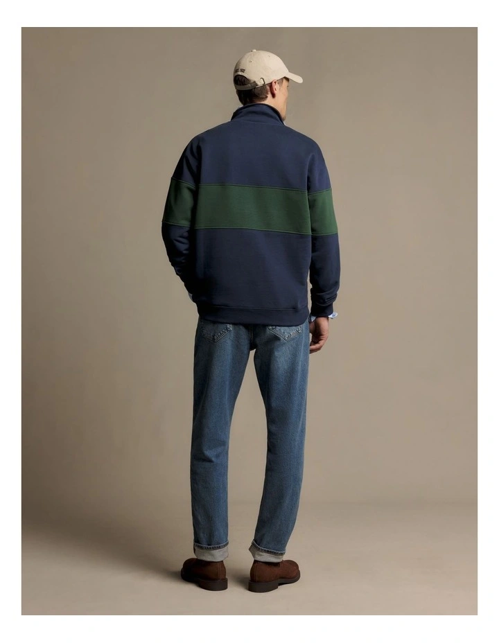 Heritage Panel Quarter Zip Worker Blue image 2