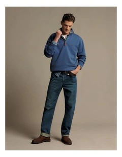 Mulyungarie Qtr Zip Sweatshirt Mid Blue