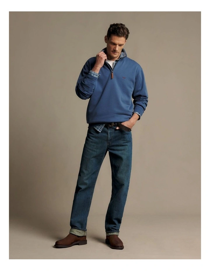 Mulyungarie Qtr Zip Sweatshirt Mid Blue image 1