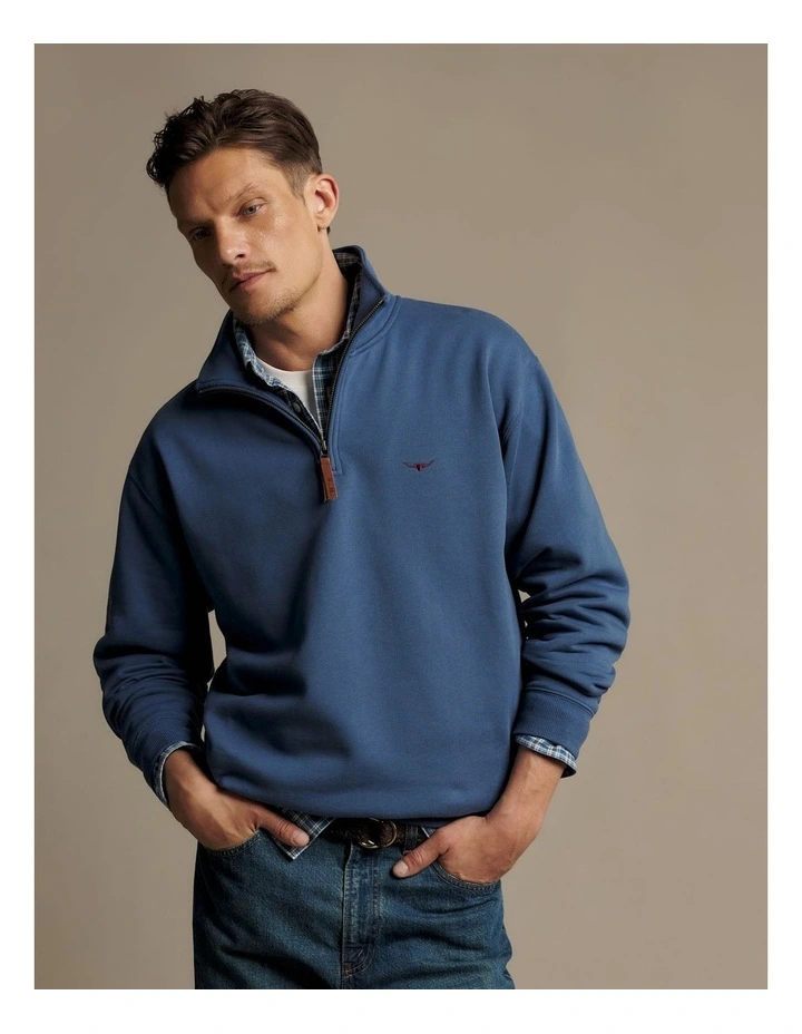 Mulyungarie Qtr Zip Sweatshirt Mid Blue image 2