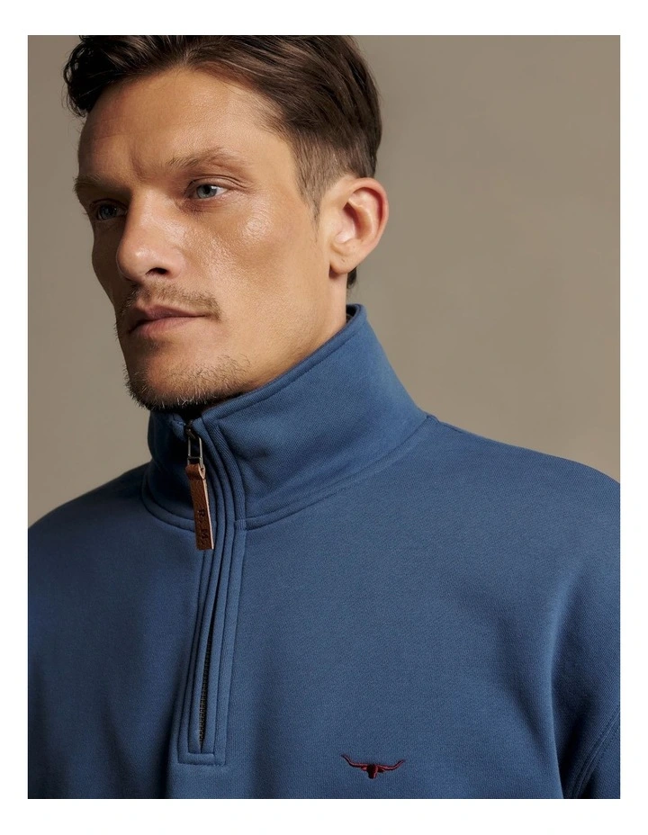 Mulyungarie Qtr Zip Sweatshirt Mid Blue image 3