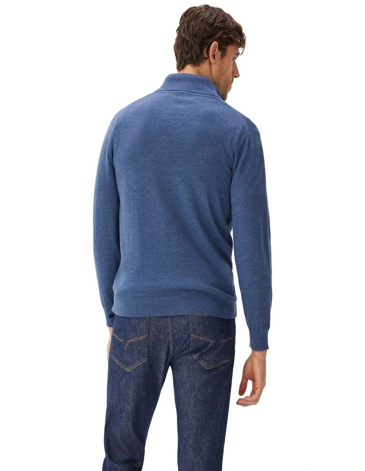 Ernest 1/4 Zip Merino Knit Indigo image 2