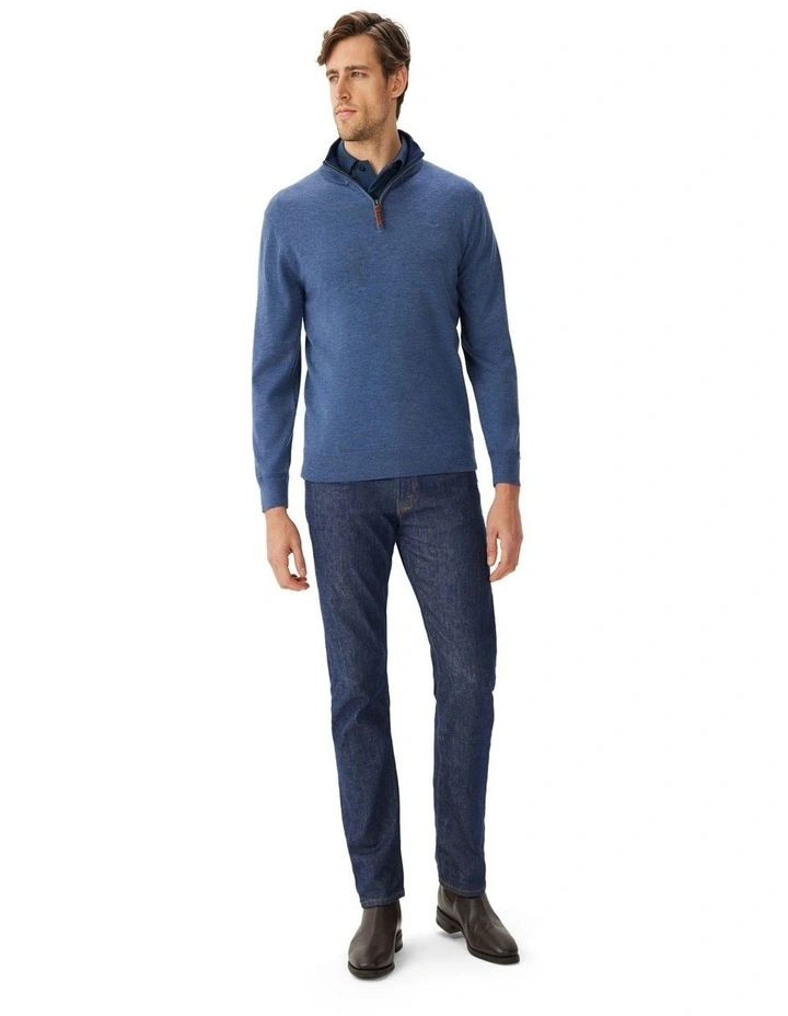 Ernest 1/4 Zip Merino Knit Indigo image 3