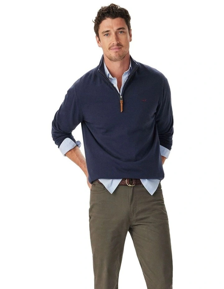 Ernest Merino 1/4 Zip Knit in Navy image 1