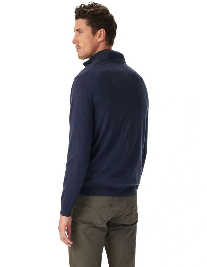Ernest Merino 1/4 Zip Knit in Navy image 2