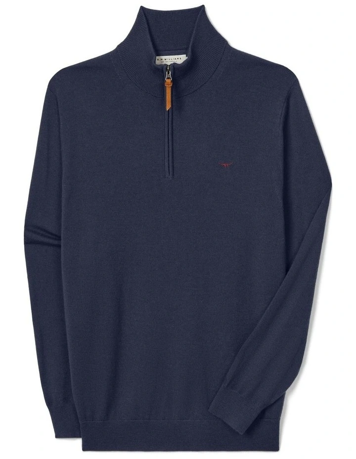 Ernest Merino 1/4 Zip Knit in Navy image 4