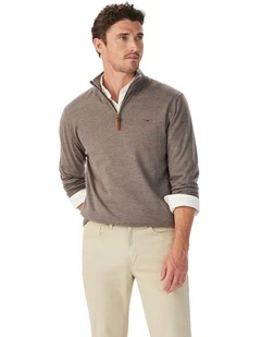 Ernest Merino 1/4 Zip Knit Sweater in Nutmeg