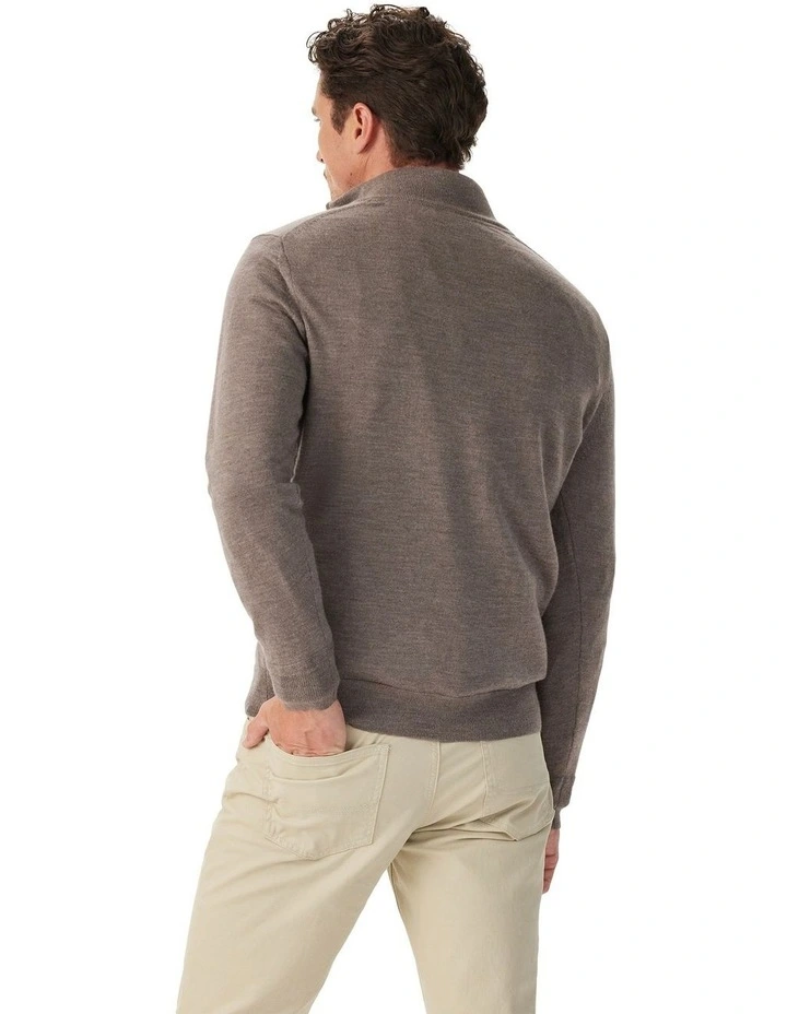 Ernest Merino 1/4 Zip Knit Sweater in Nutmeg image 2