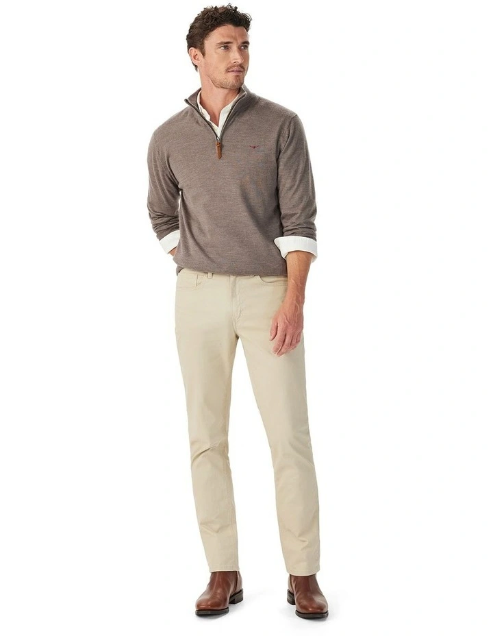 Ernest Merino 1/4 Zip Knit Sweater in Nutmeg image 3