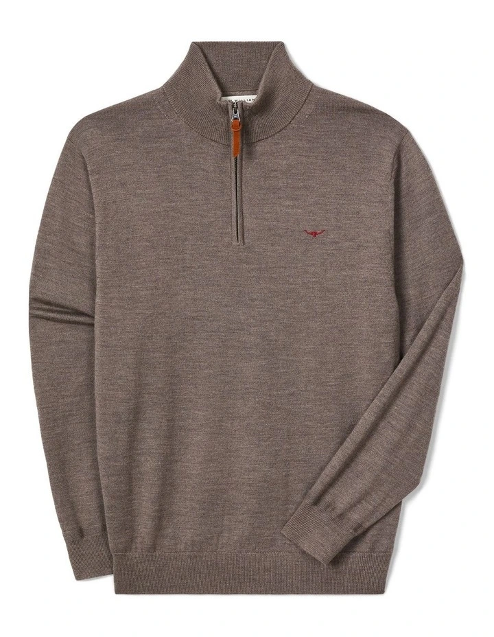 Ernest Merino 1/4 Zip Knit Sweater in Nutmeg image 4