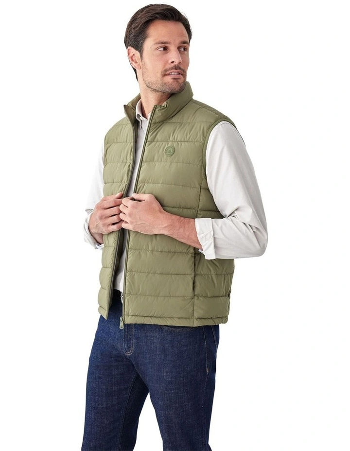 Lightweight Puffer Vest in Khaki image 4