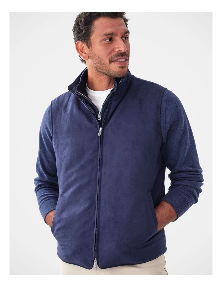 Mock Suede Vest in Navy image 3