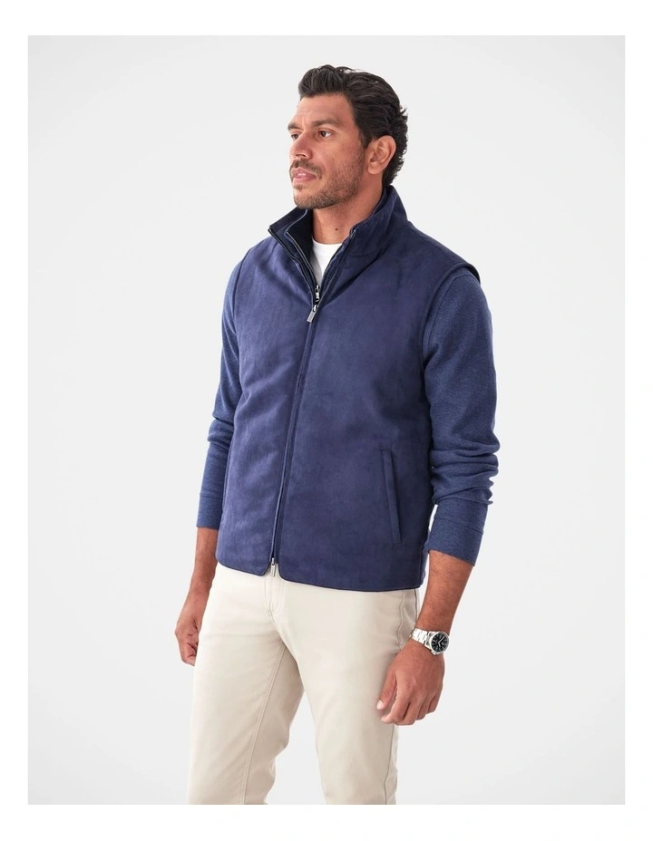 Mock Suede Vest in Navy image 4