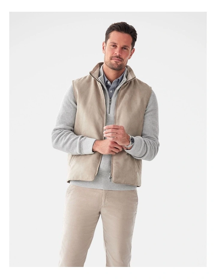Mock Suede Vest in Stone image 1