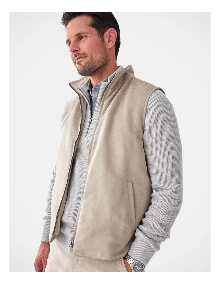 Mock Suede Vest in Stone image 3