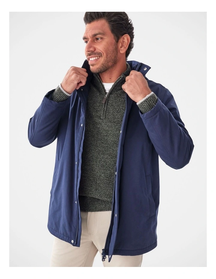 Stadium Hooded Jacket in Navy image 3