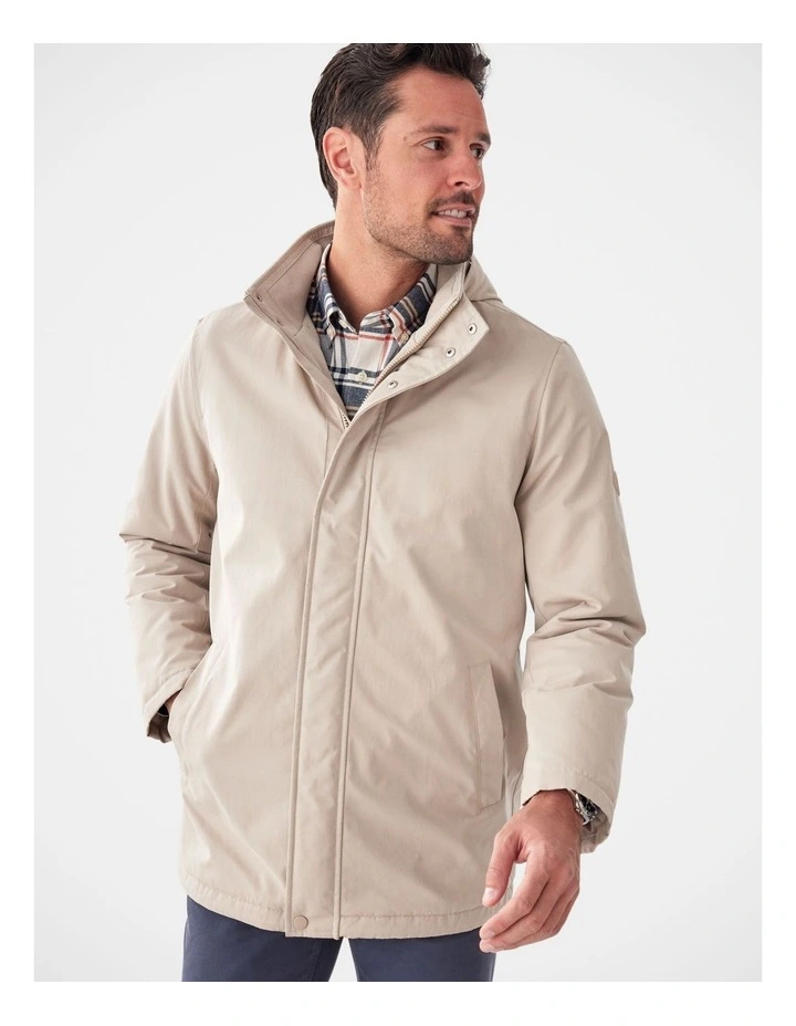 Stadium Hooded Jacket in Stone image 3