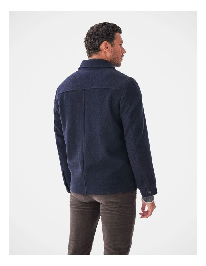 Wool Button Front Jacket in Navy image 2