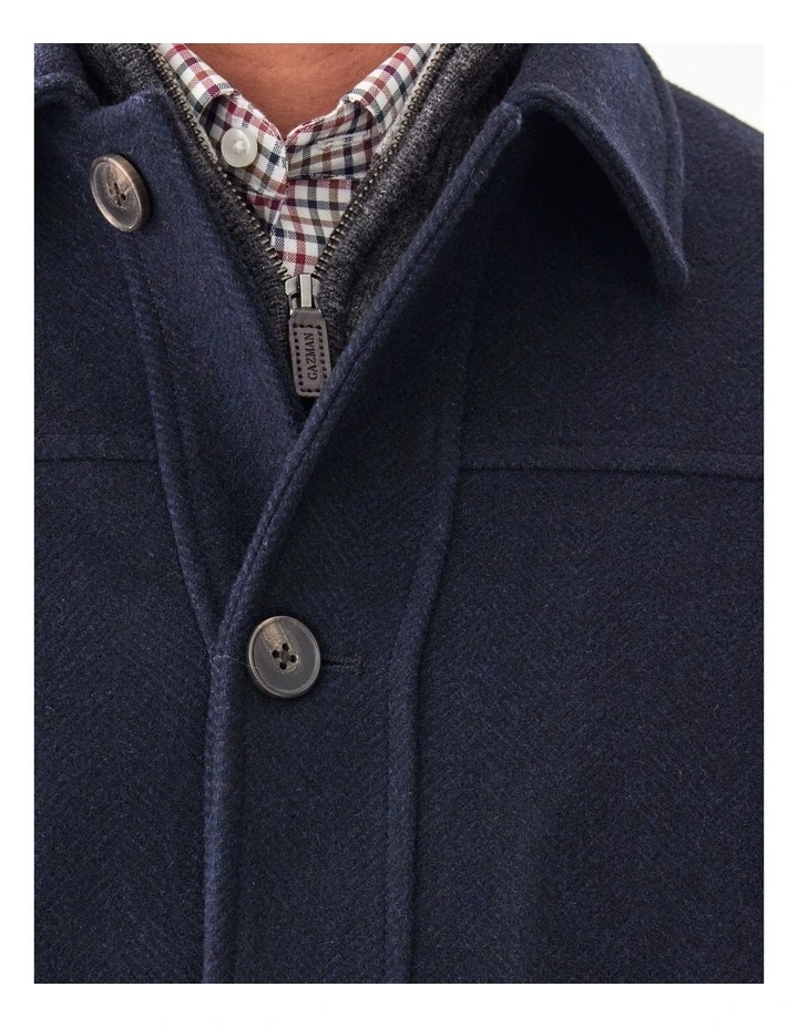 Wool Button Front Jacket in Navy image 6