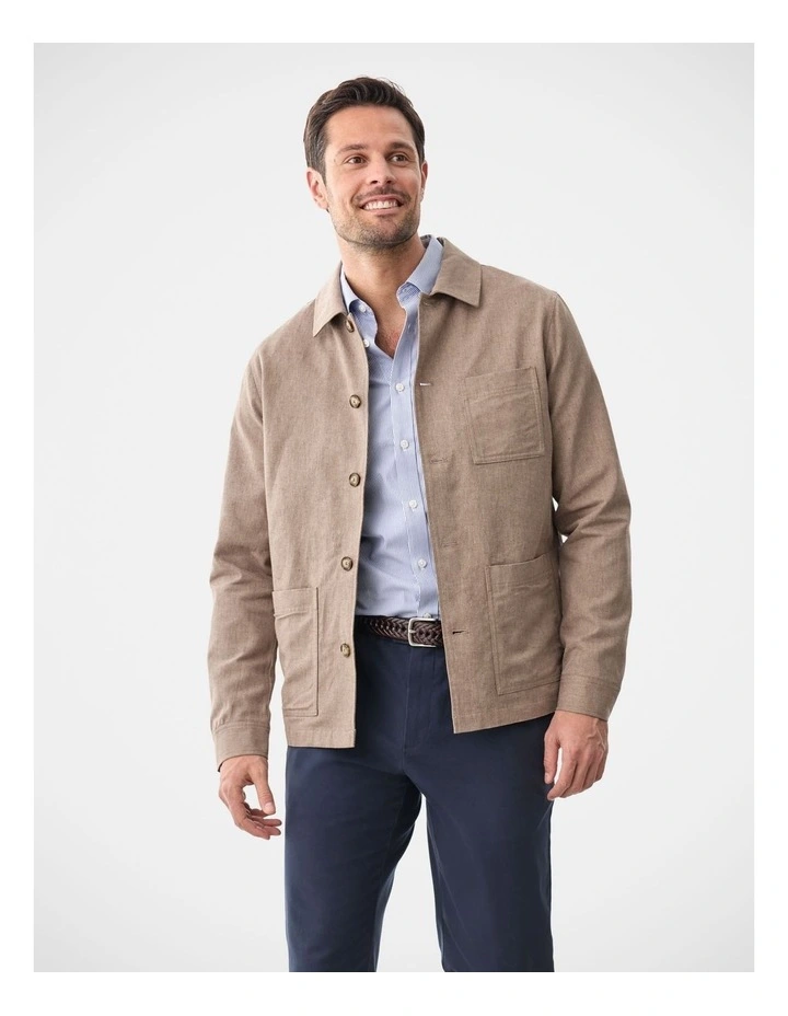 Linen Blend Chore Jacket Mocha image 1