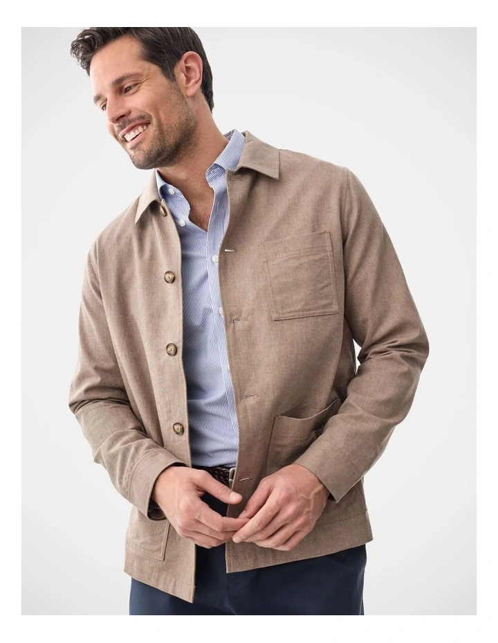 Linen Blend Chore Jacket Mocha image 3