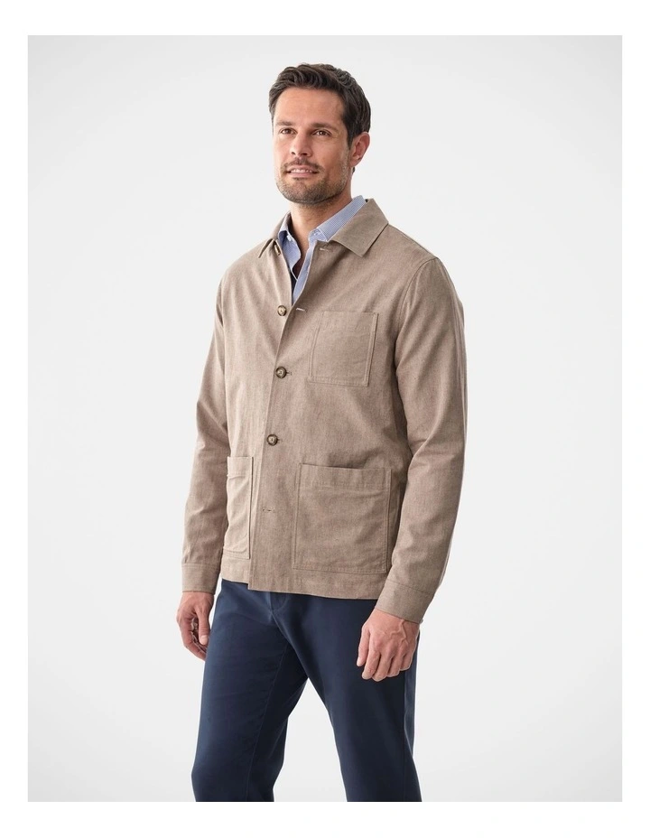 Linen Blend Chore Jacket Mocha image 4