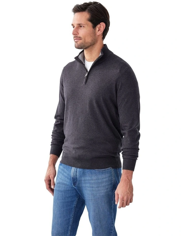 High Flex Half Zip Knit Jacket in Charcoal image 4
