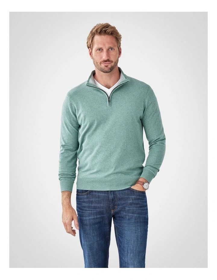High Flex Half Zip Knit Jumper in Sage image 1
