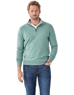 High Flex Half Zip Knit Jumper in Sage