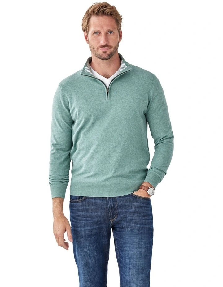 High Flex Half Zip Knit Jumper in Sage image 1