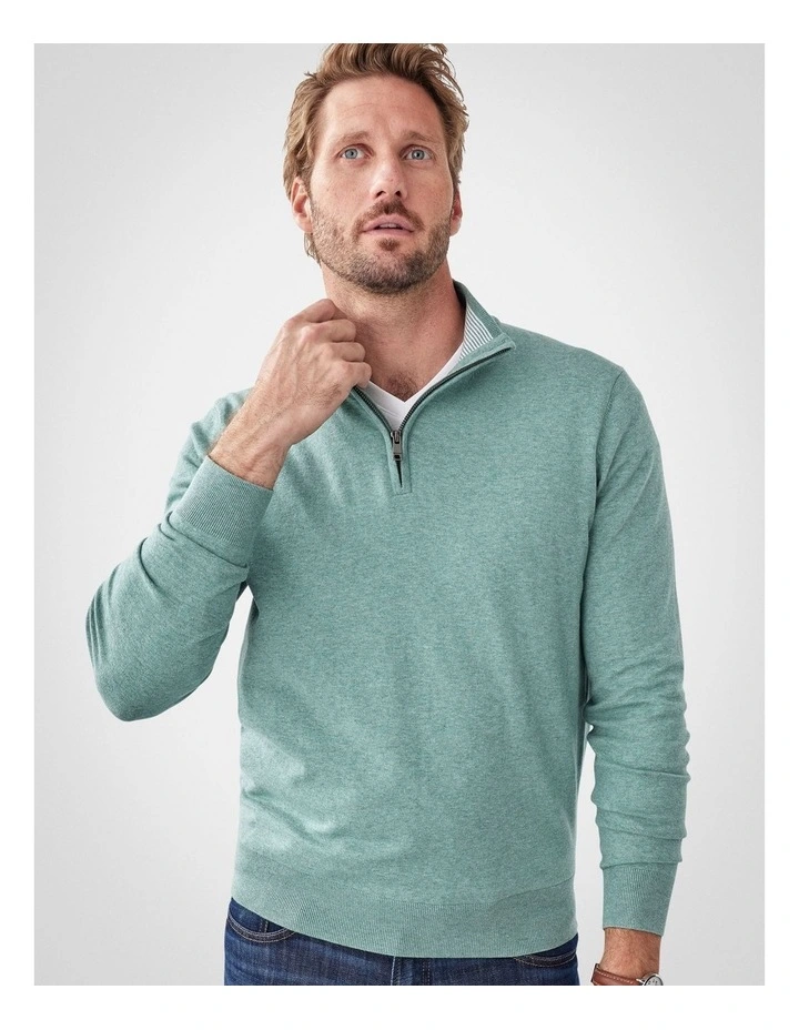 High Flex Half Zip Knit Jumper in Sage image 3
