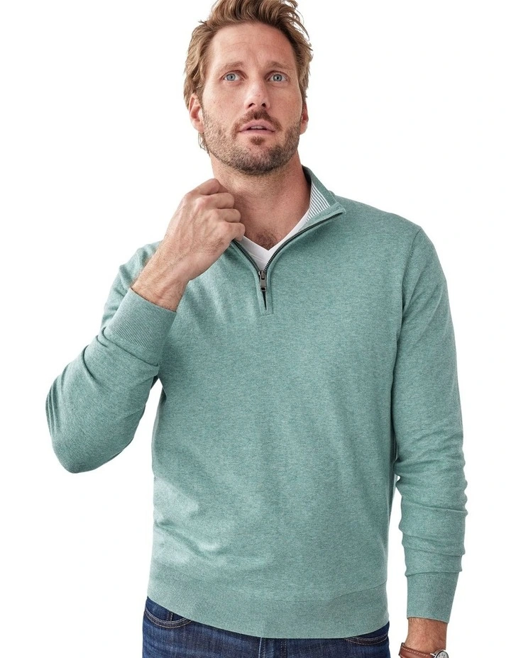 High Flex Half Zip Knit Jumper in Sage image 3