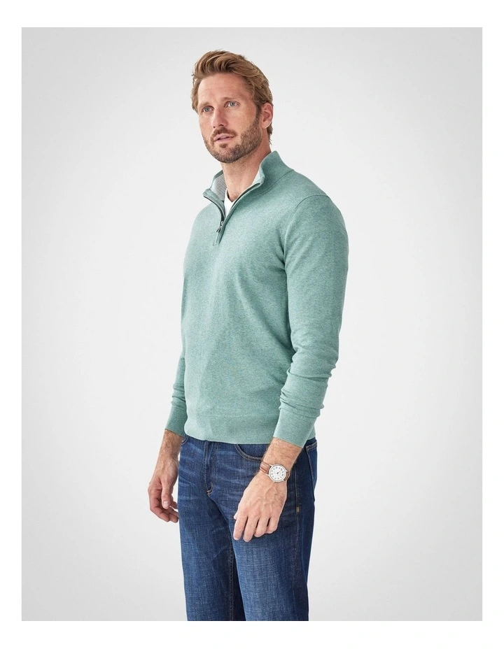 High Flex Half Zip Knit Jumper in Sage image 4