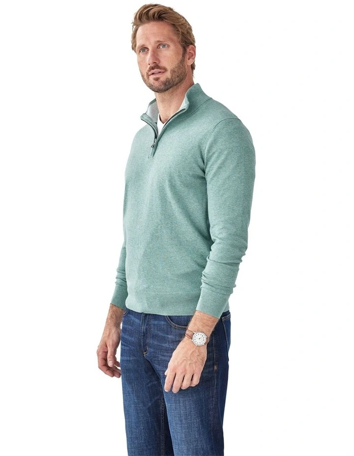 High Flex Half Zip Knit Jumper in Sage image 4