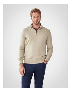High Flex Half Zip Knit Jumper in Stone