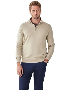 High Flex Half Zip Knit Jumper in Stone