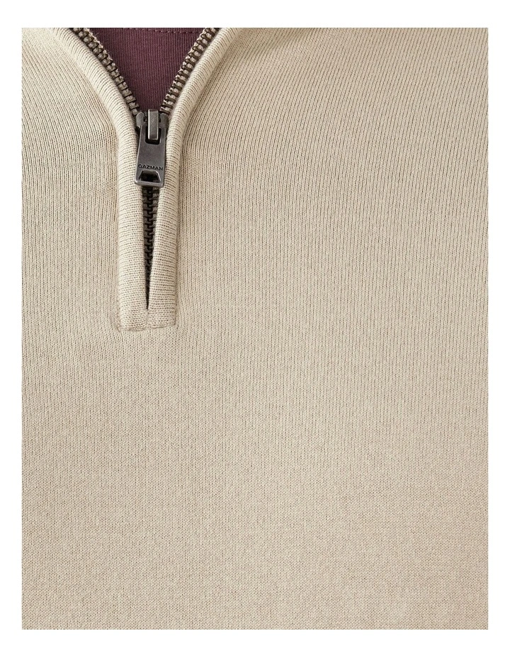 High Flex Half Zip Knit Jumper in Stone image 6