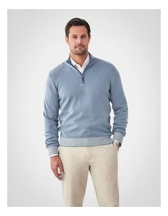 High Flex Twill Half Zip Knit Jumper in Steel