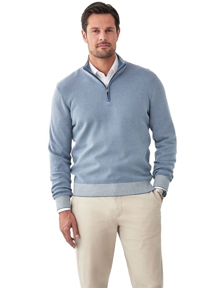High Flex Twill Half Zip Knit Jumper in Steel image 1